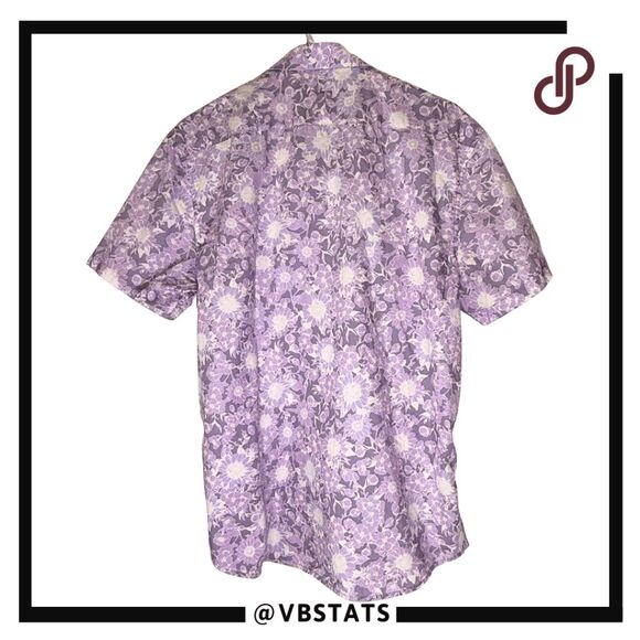 Lords of Harlech Men's Tim Sunflowers Cotton Button Down Shirt Lavender Sz Large - Picture 2 of 8